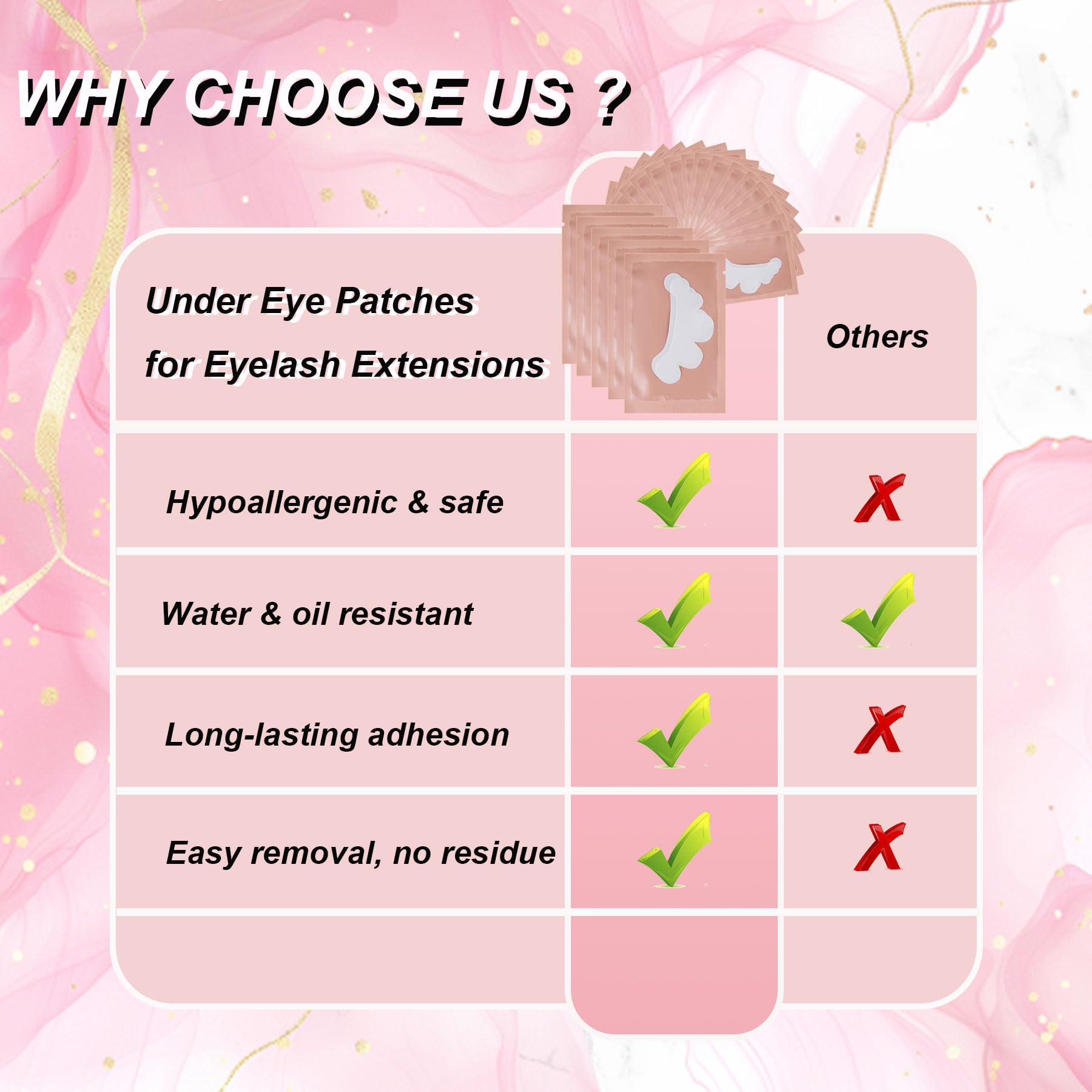 SANARITA pink pack closeup highlights sterile single-use design for hygienic lash sessions.