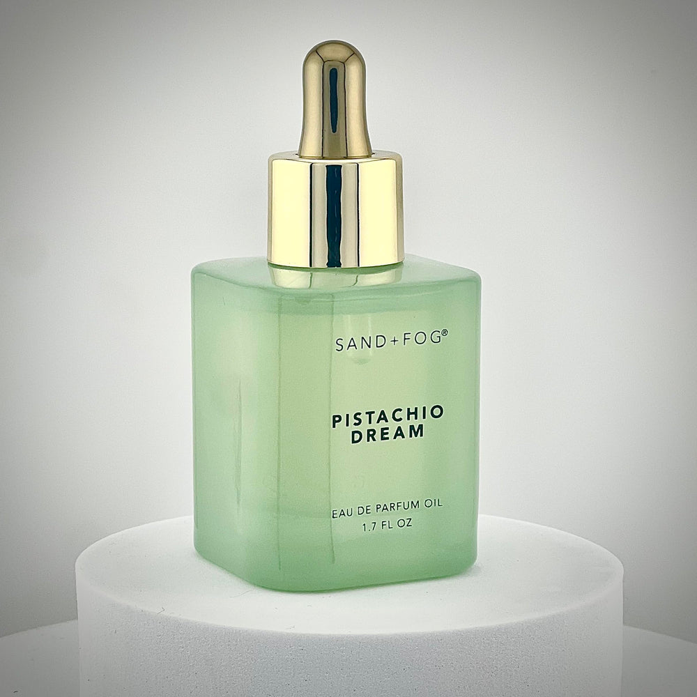 Sand + Fog Pistachio Dream dropper enabling precise, controlled fragrance application