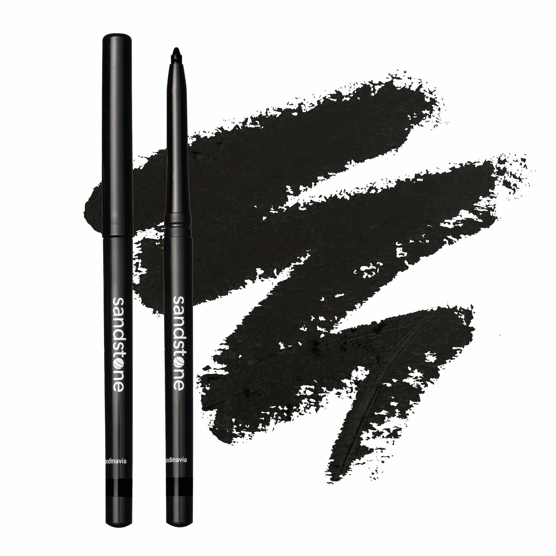 Sandstone Scandinavia Eyeliner Pencil Black close-up for precise, smooth lining.