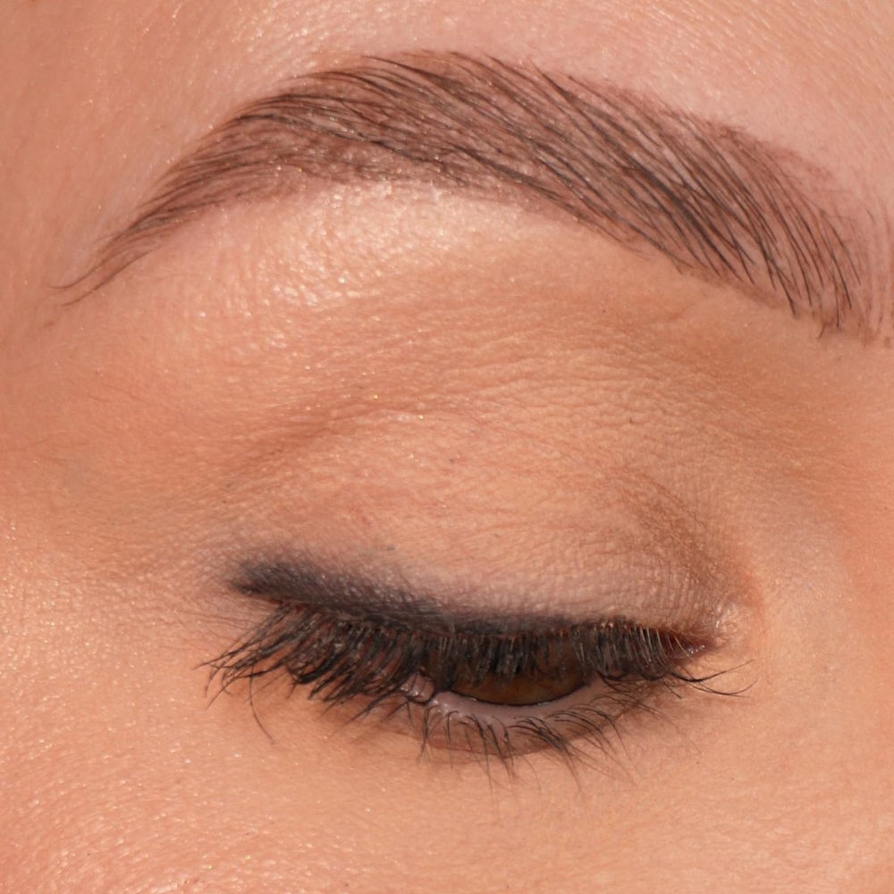 Sandstone Scandinavia Waterproof Eyeliner Pencil close-up shows long-lasting wear test.