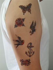 SanerLian Anchor Skull Swallow tattoo on hand for quick style upgrade