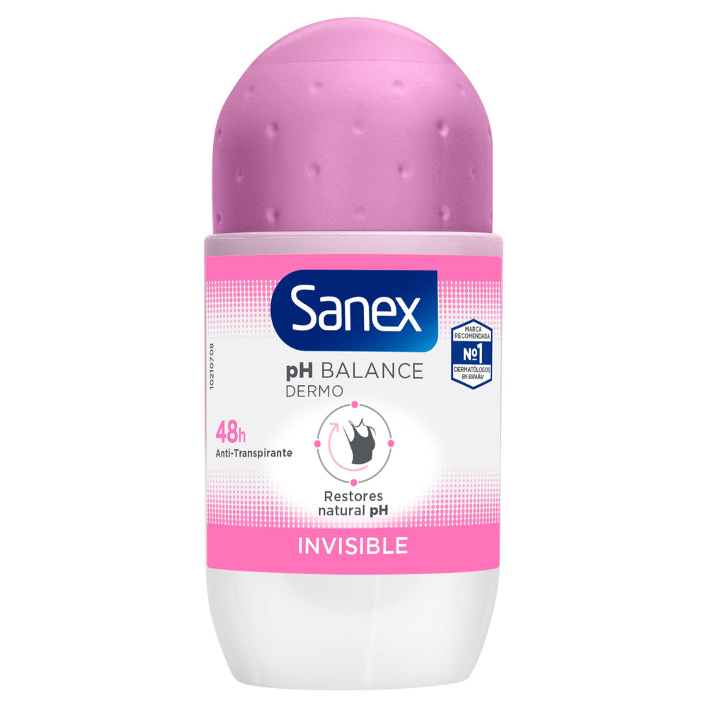 Sanex Deodorant Roll-On Dermo Invisible packaging-box highlights value of a 6-pack.