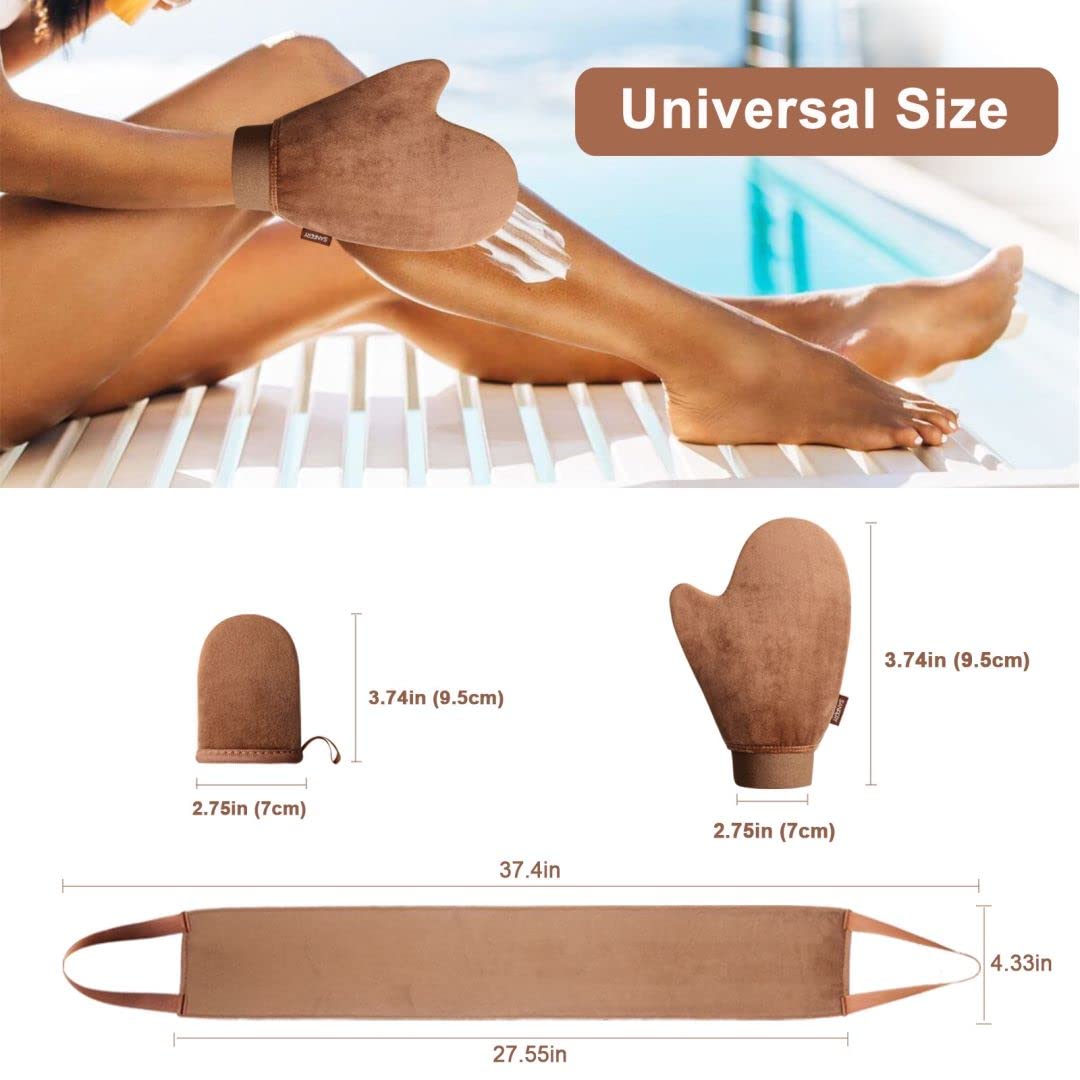 Sanfery multi-use mitts compatible with gel, mousse, and spray self-tanners