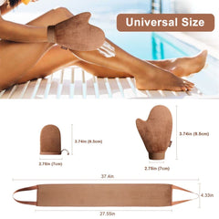 Sanfery multi-use mitts compatible with gel, mousse, and spray self-tanners