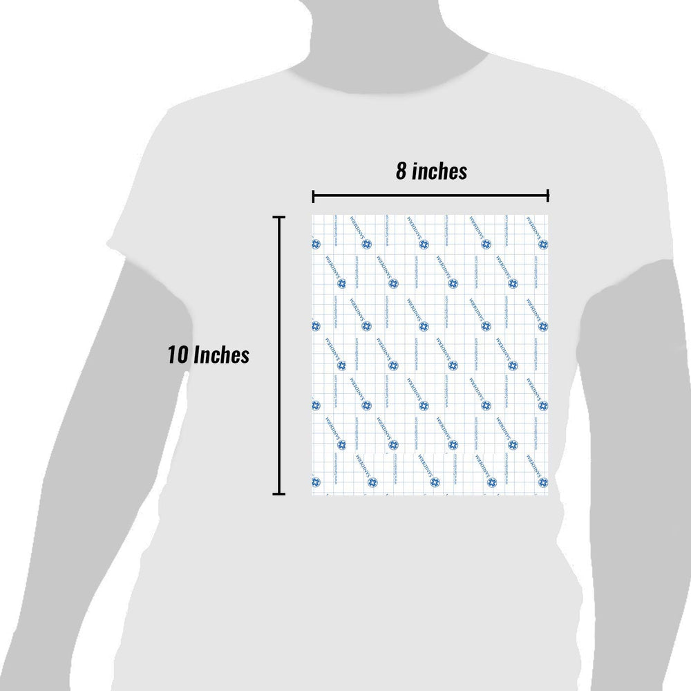 Saniderm 8x10 bandage size shown providing expansive coverage for large tattoos.