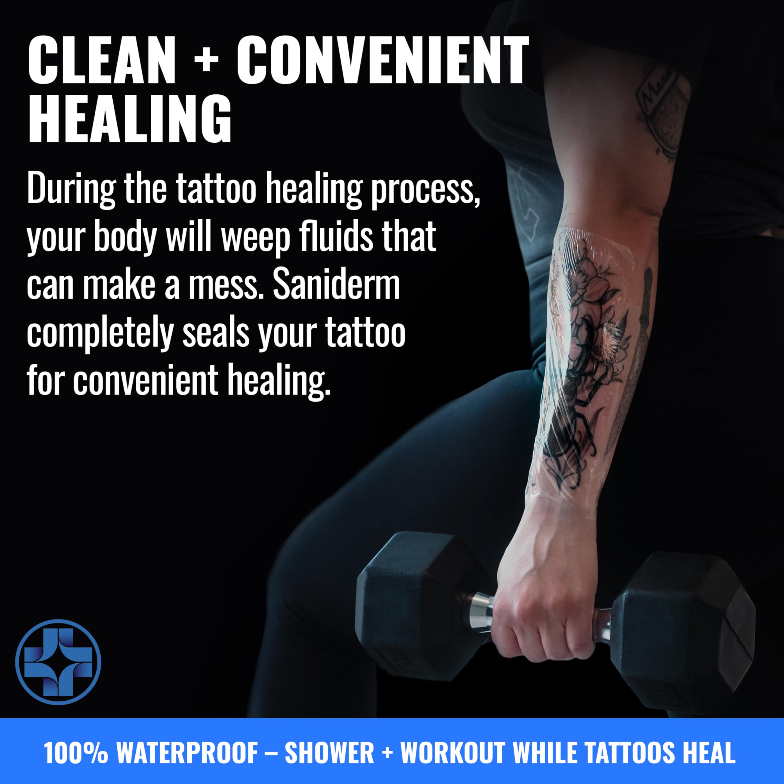 Saniderm adhesive stays securely on skin for comfortable, consistent coverage.