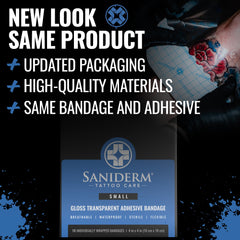 Saniderm bandage on skin close-up showing protective coverage during healing.