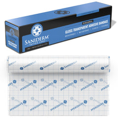 Saniderm Original Tattoo Aftercare Bandage unrolled provides a protective, skin-friendly wrap for healing.
