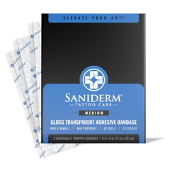 Saniderm tattoo aftercare bandage medium pack 6x8 box protects new ink during healing
