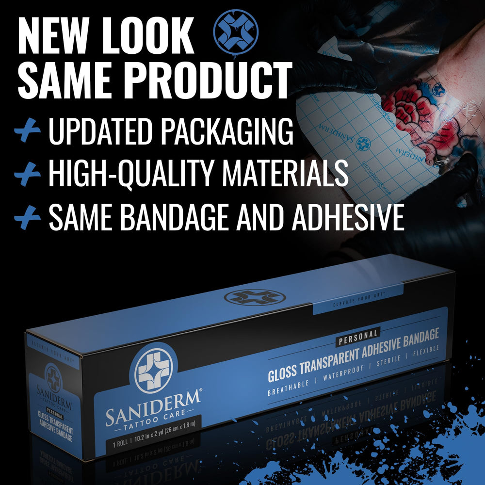 Saniderm waterproof bandage enables showering while helping your new ink stay protected.