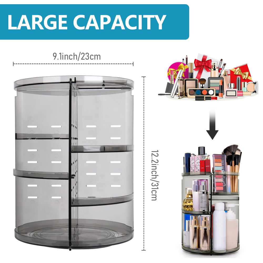 sanipoe brush and lipstick storage demo showing organized makeup shelf