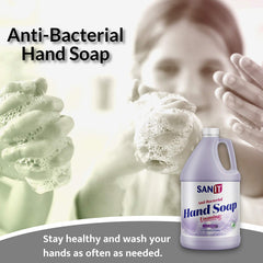 Sanit lavender label highlights aloe vera and natural moisturizers for soft hands
