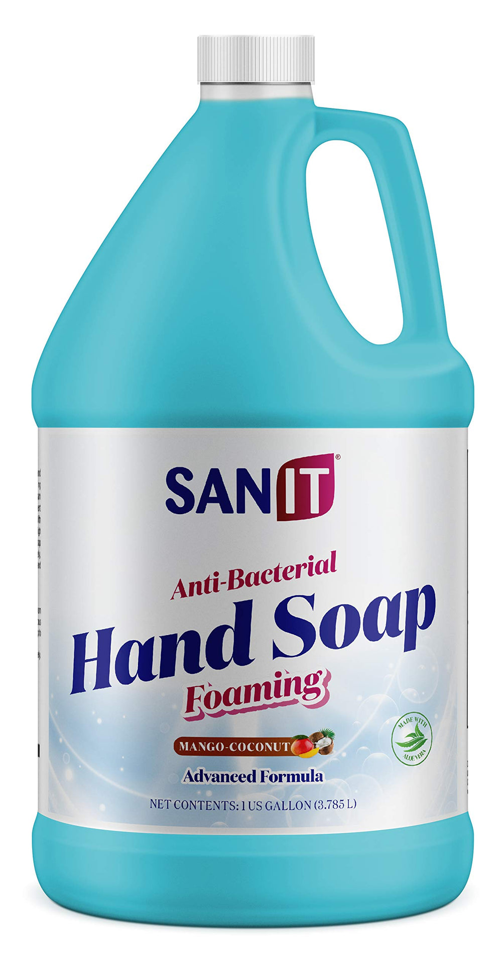 Sanit antibacterial foaming hand soap refill mango coconut bottle showing rich foam for everyday cleaning