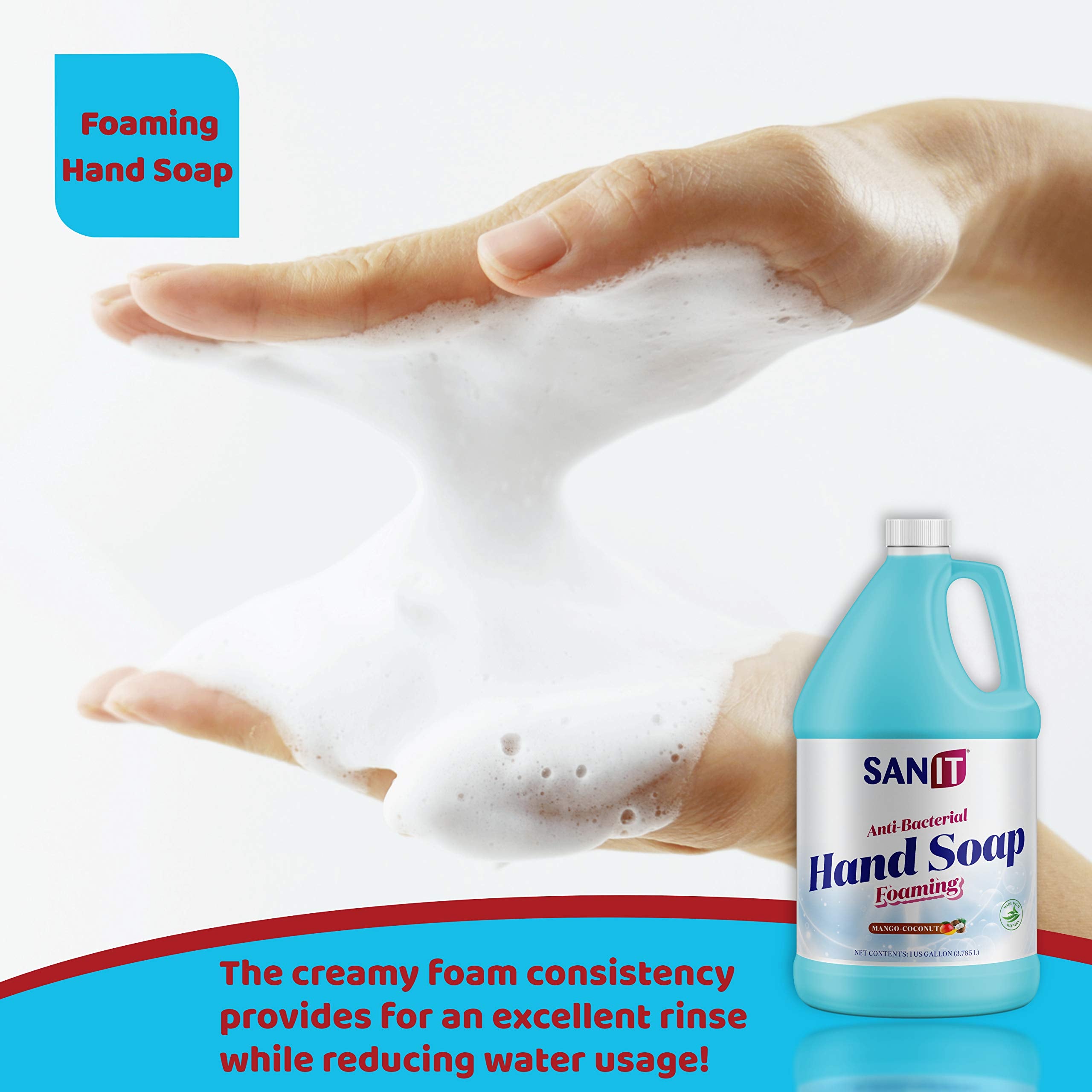 Sanit antibacterial foaming hand soap refill mango coconut hands feel moisturized after washing