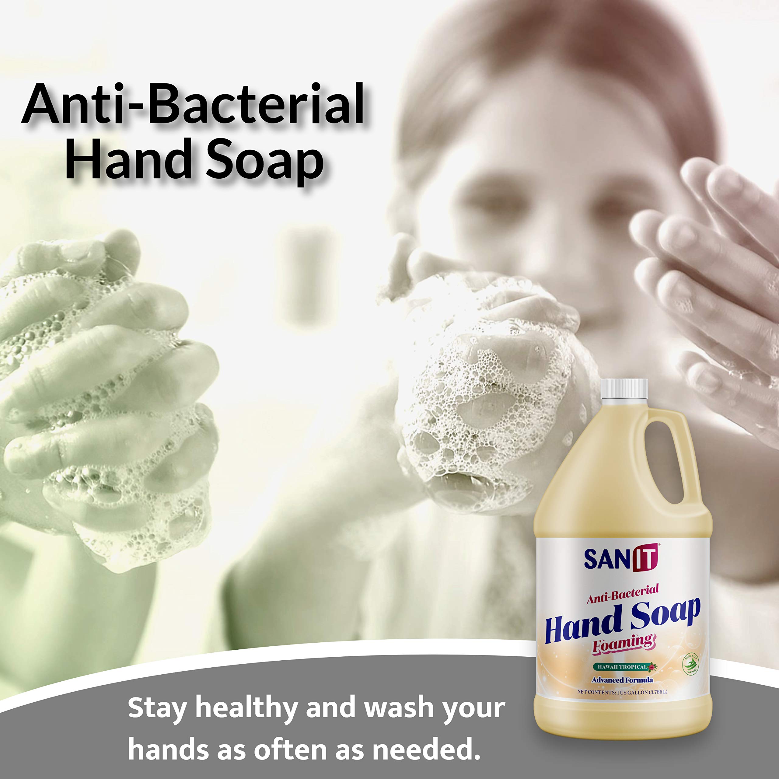 Sanit antibacteriano espumoso, uso diario para manos limpias y piel cuidada.