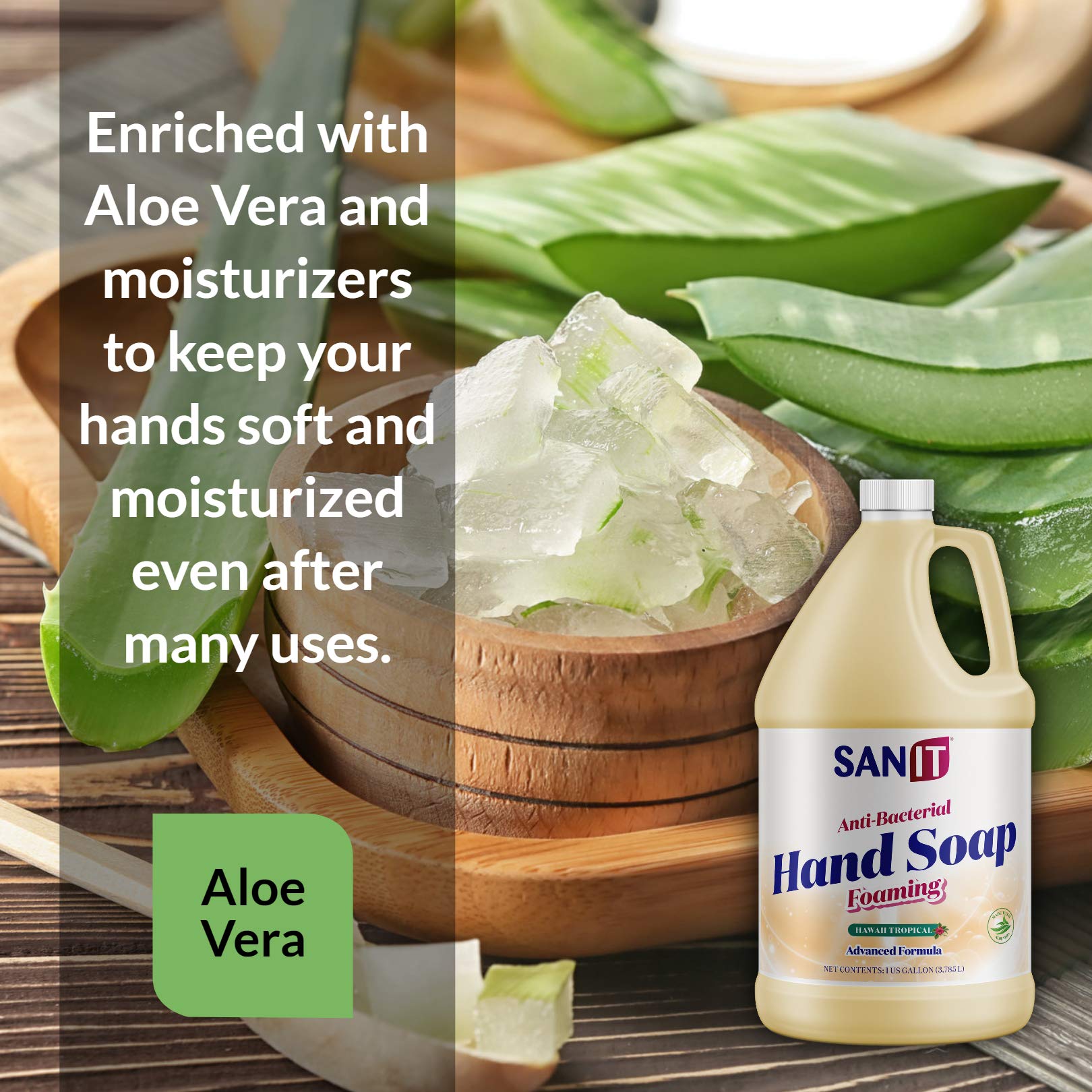 Sanit hecho en EE. UU., aloe vera e hidratantes para piel suave.