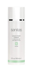 Sanitas Lemon Cream Cleanser bottle demonstrates refreshing vitamin C cleanse for brightening skin.