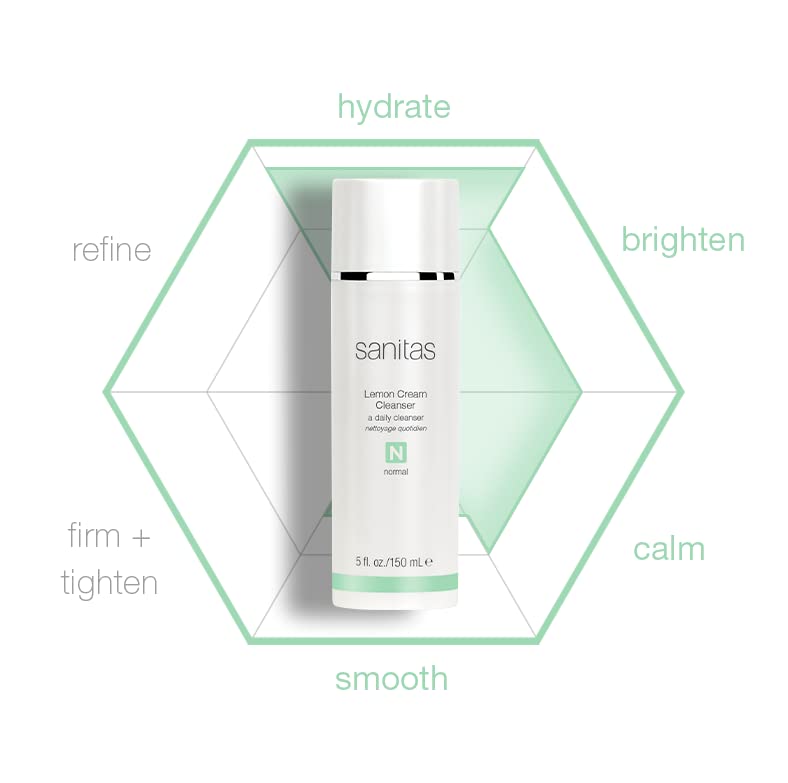 Sanitas Lemon Cream Cleanser packaging highlights cruelty-free, Boulder-made skincare.