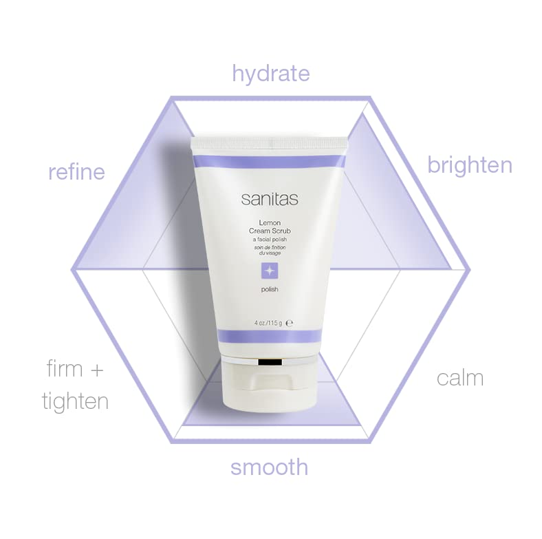 Sanitas Lemon Cream Scrub cruelty-free label signals ethical skincare choices.