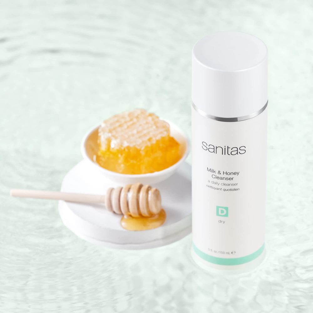 Sanitas Milk & Honey Cleanser creamy foam texture supports gentle cleansing and moisture.