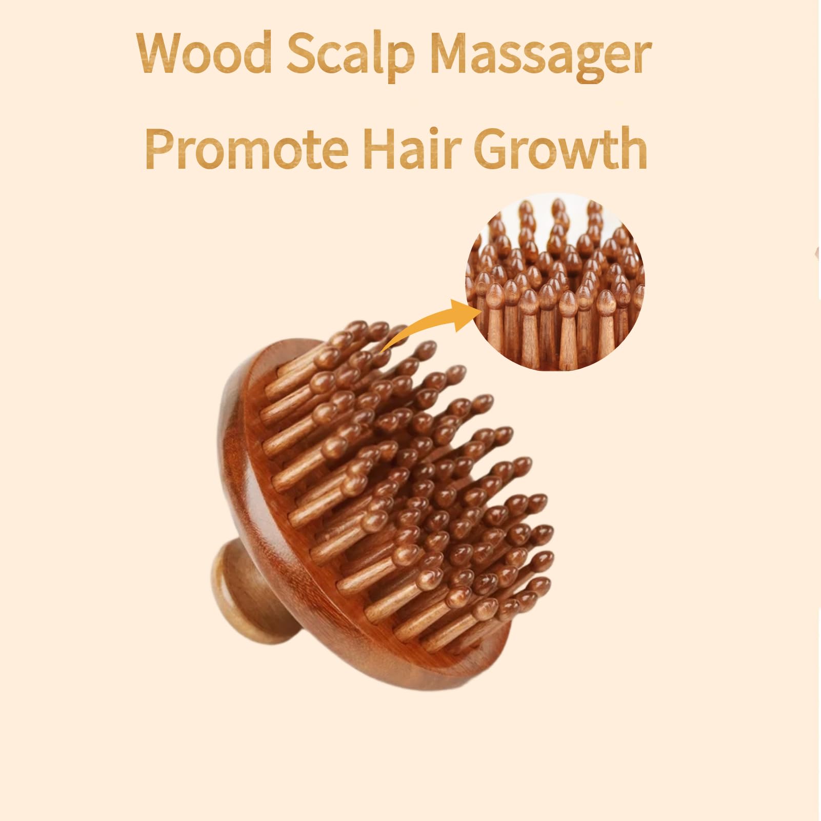 Sanlusan fine teeth wood comb silhouette emphasizing scalp massage and portability