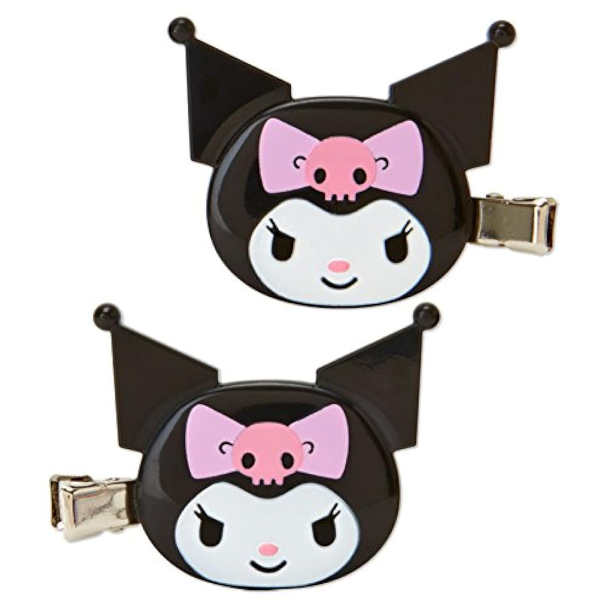 SANRIO Kuromi bow hair clips in a two-pack for versatile styling.