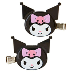 SANRIO Kuromi bow hair clips in a two-pack for versatile styling.
