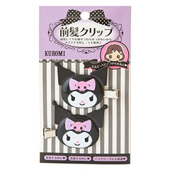 SANRIO Kuromi bow hair clip worn on the head adds playful charm to outfits.