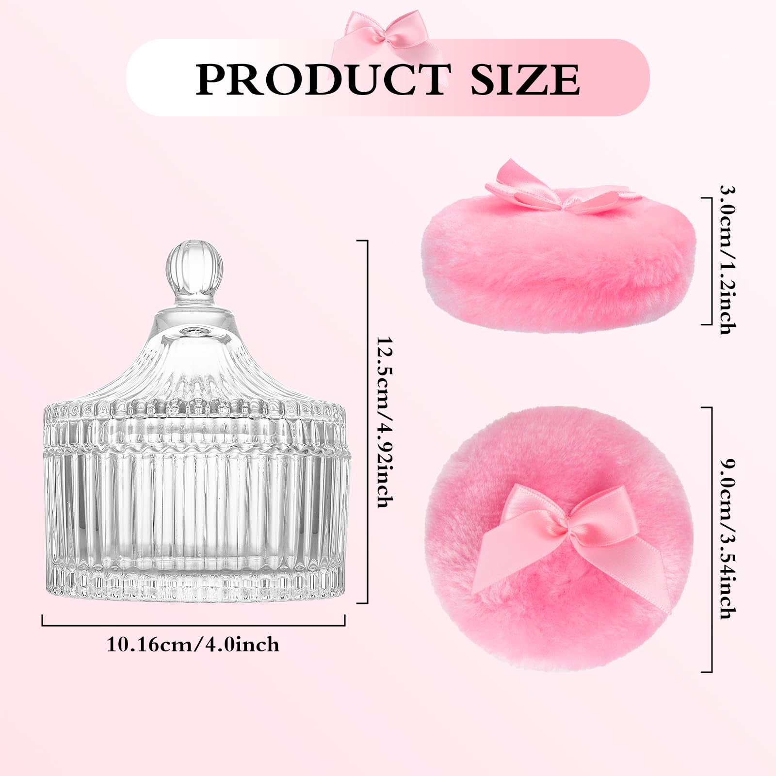 Sansaieco crystal glass jar keeps the puff dust-free and adds vanity-style elegance.