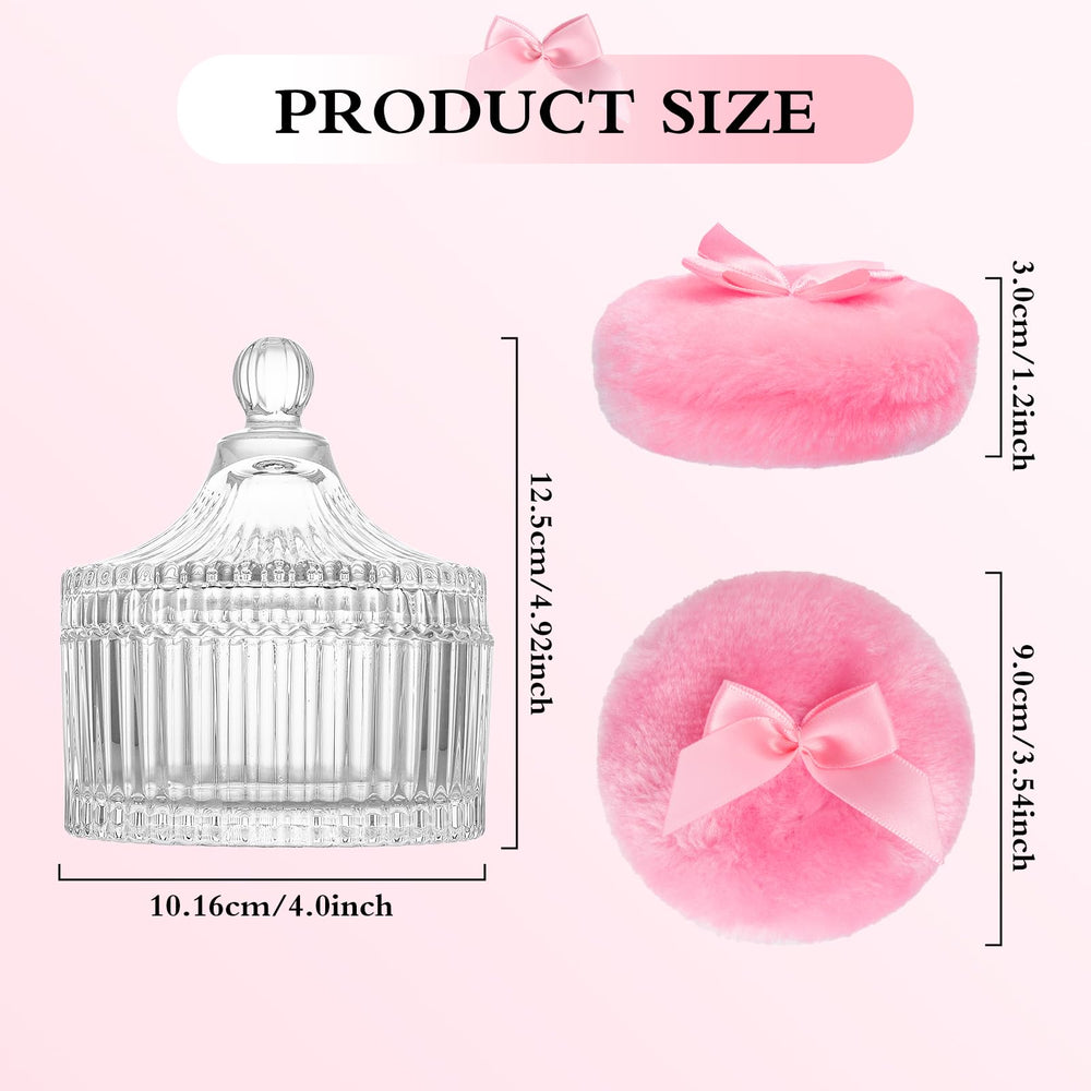 Sansaieco crystal glass jar keeps the puff dust-free and adds vanity-style elegance.