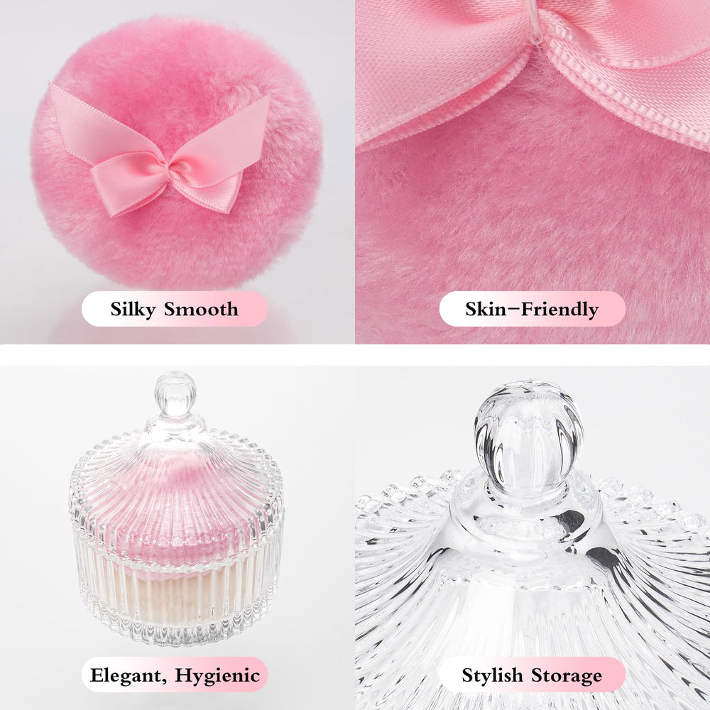 Sansaieco vanity glass jar adds elegant decor while keeping the puff handy.