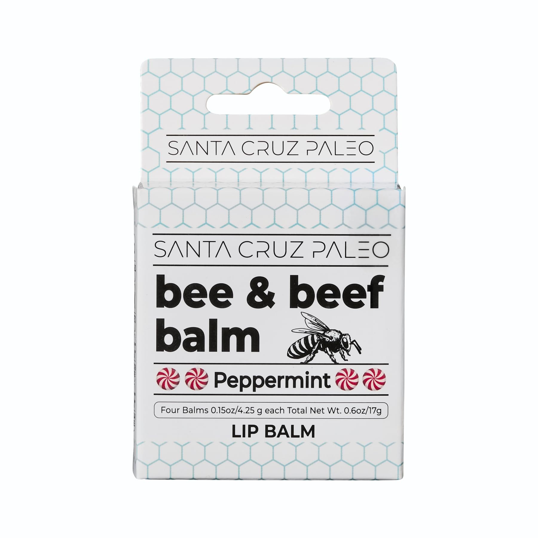 Santa Cruz Paleo lip balm four-sticks pack, portable hydration for dry lips on the go.