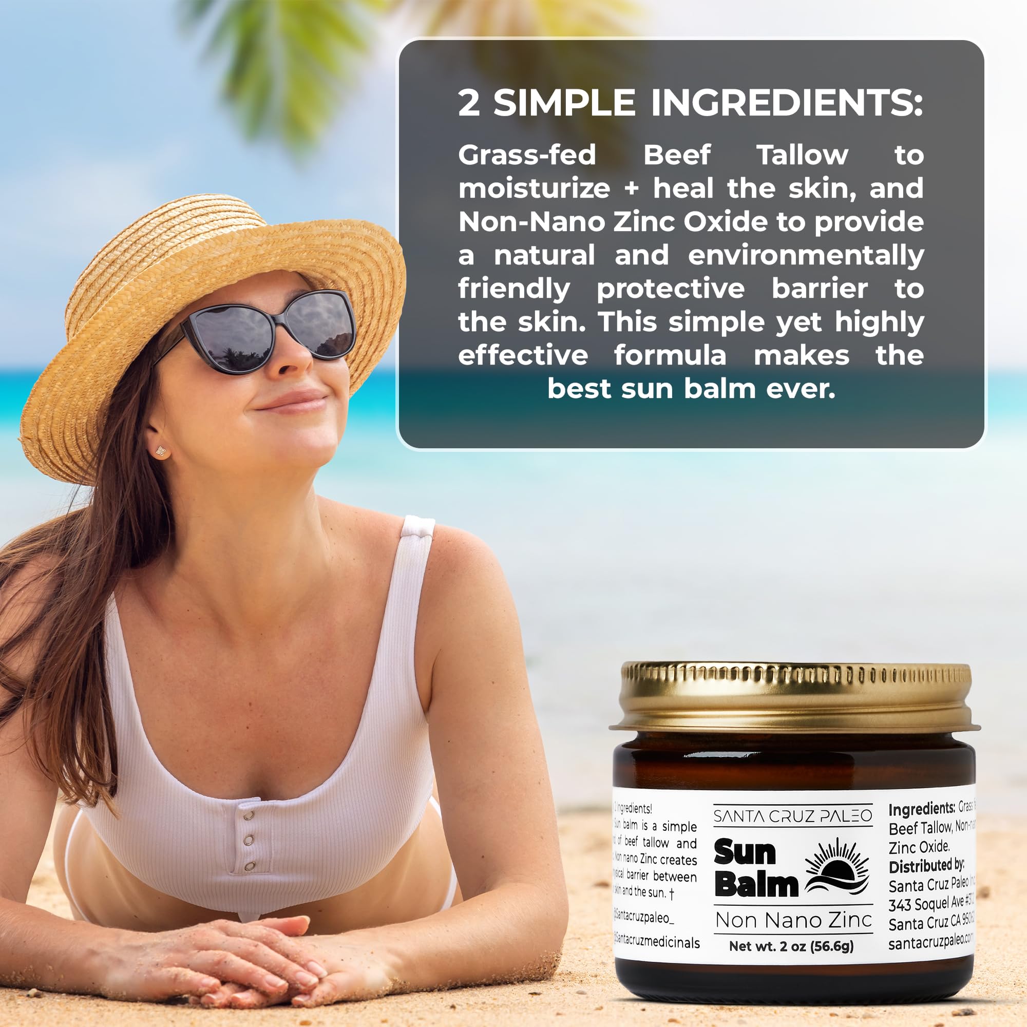 Santa Cruz Paleo two-ingredient minimalist balm shown in jar for clean skincare