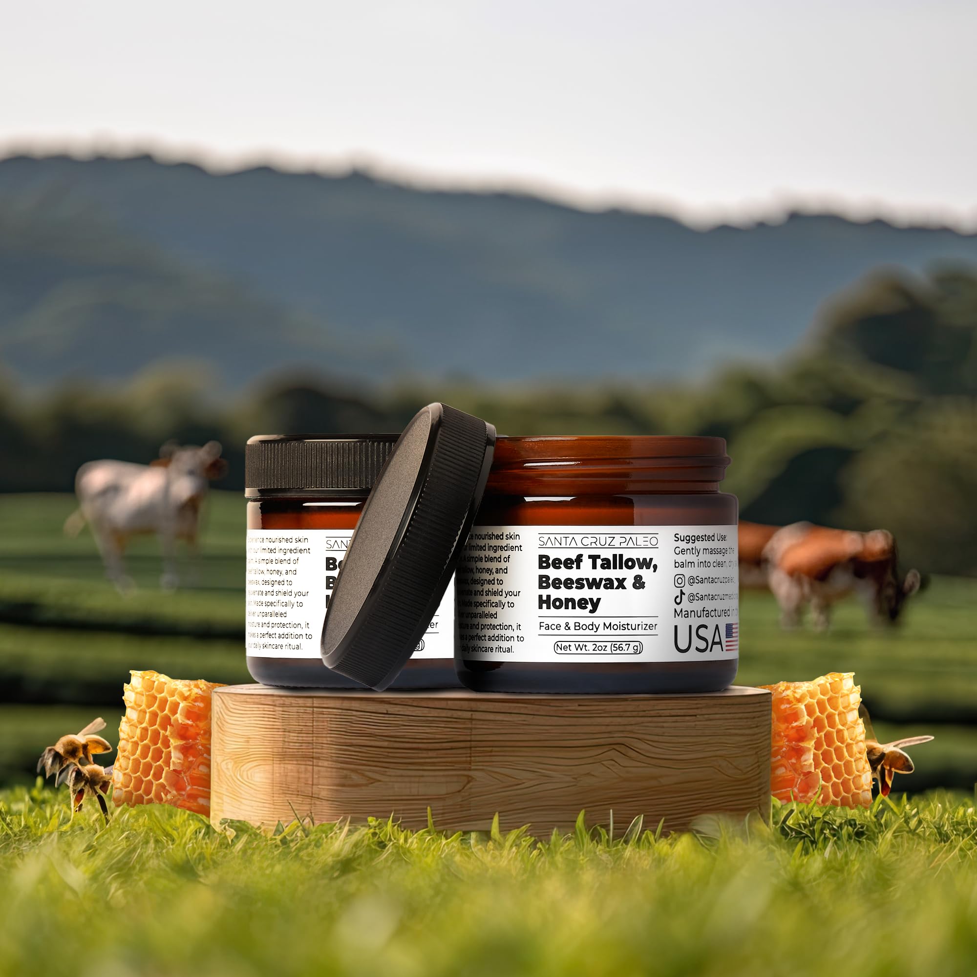 Santa Cruz Paleo honey balm jar features a gentle aroma and soothing daily nourishment.
