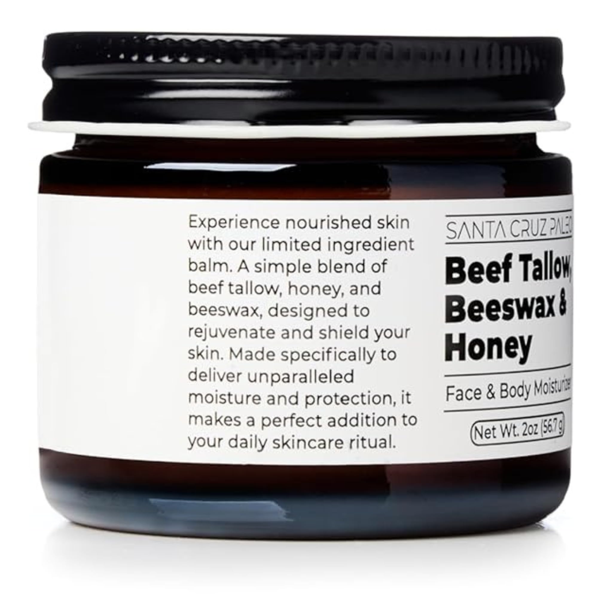 Santa Cruz Paleo minimalist skincare routine shot emphasizes simple care with jar and clean ingredients.