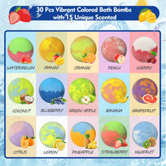Santrela bath bombs offer 15 scents for varied, engaging bath experiences.