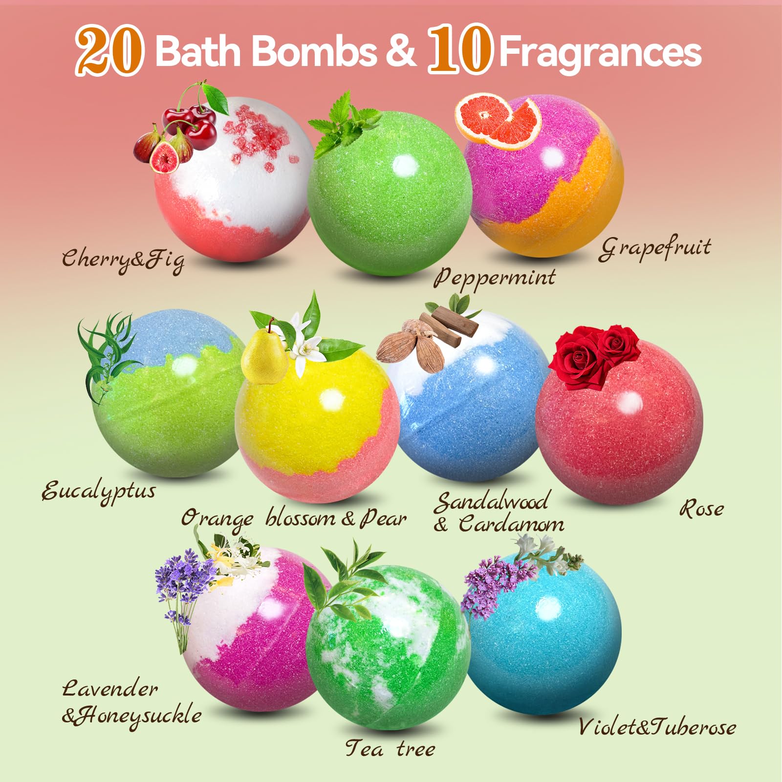 Santrela bath bombs with natural ingredients highlight essential oils and moisturizing benefits during bath.