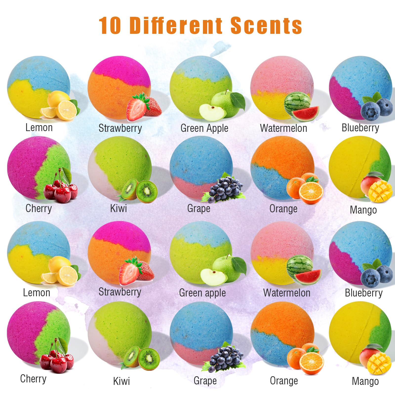 Santrela bath bombs scents varieties offer 10 options for mood-enhancing bath time.