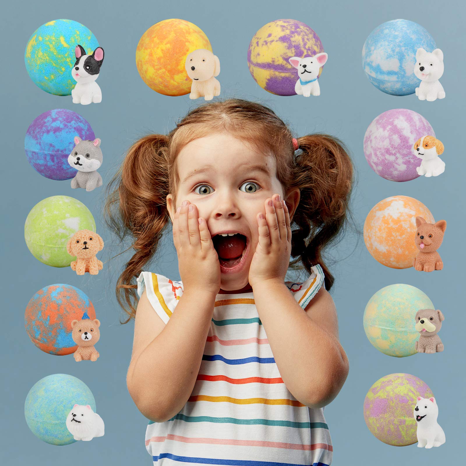 Santrela bath bombs produce colorful bubbles for a playful bath time experience.