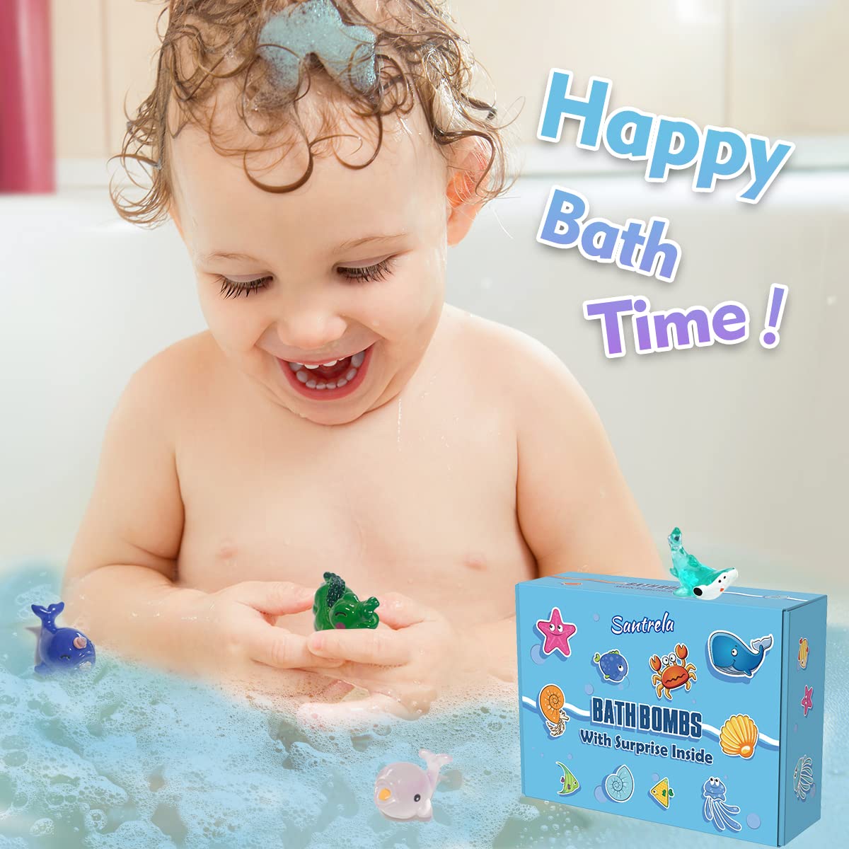 Santrela bombs produce rich bubbles and vibrant colors in bath