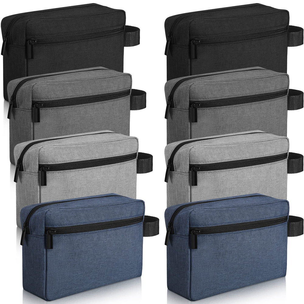 Sanwuta 8pcs travel toiletry bag black portable-handle for easy organization on trips.