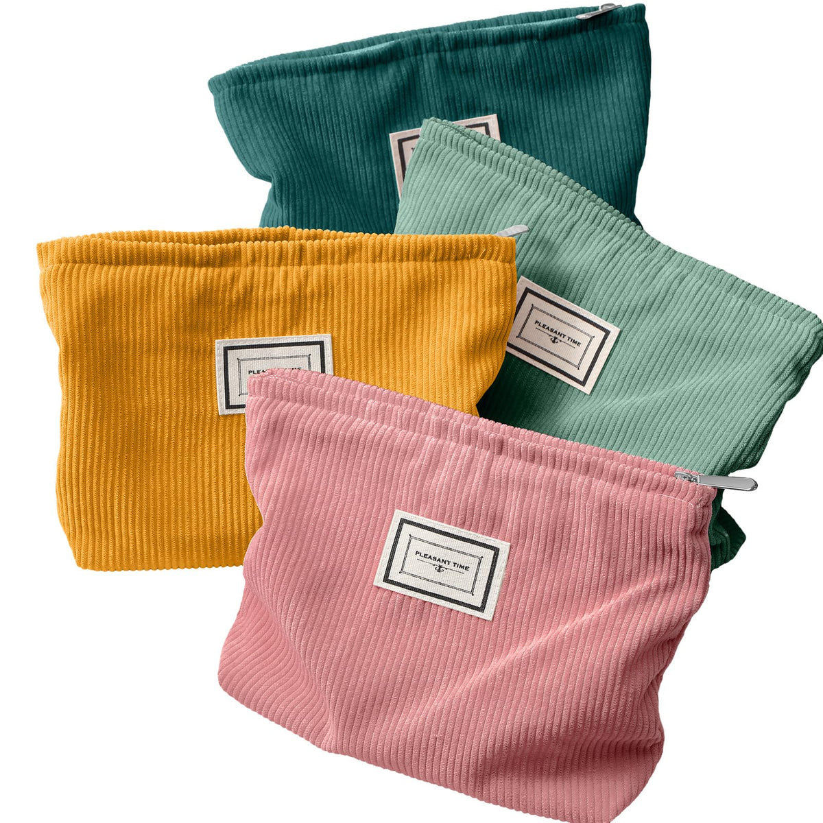 Sanwuta corduroy makeup bag front view for daily cosmetics.