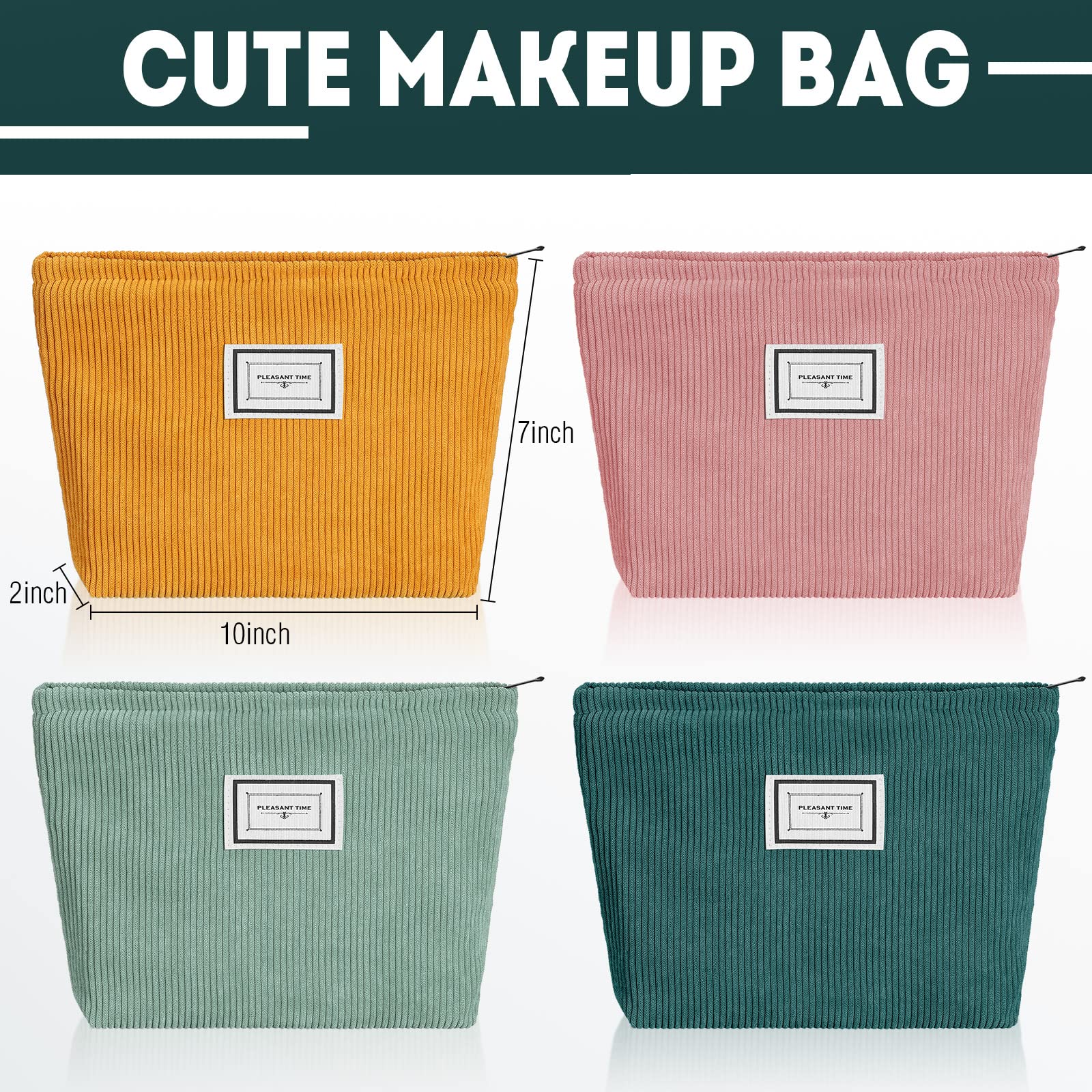 Sanwuta corduroy makeup bag zipper detail for secure storage.