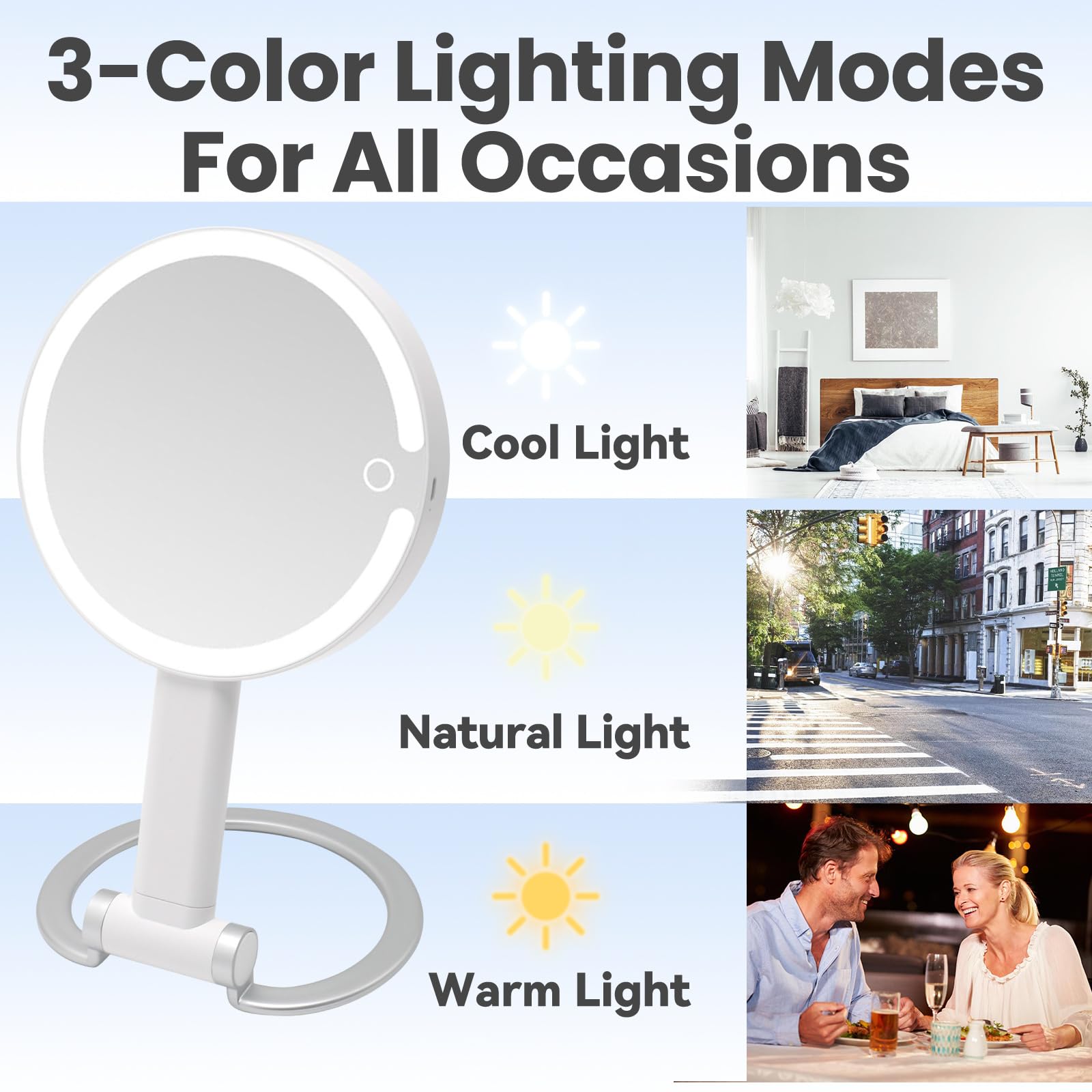 SANYCASA mirror featuring 360° rotation for versatile angles during application