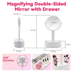 SANYCASA lighted vanity mirror with 180-degree hinge for easy angle adjustments
