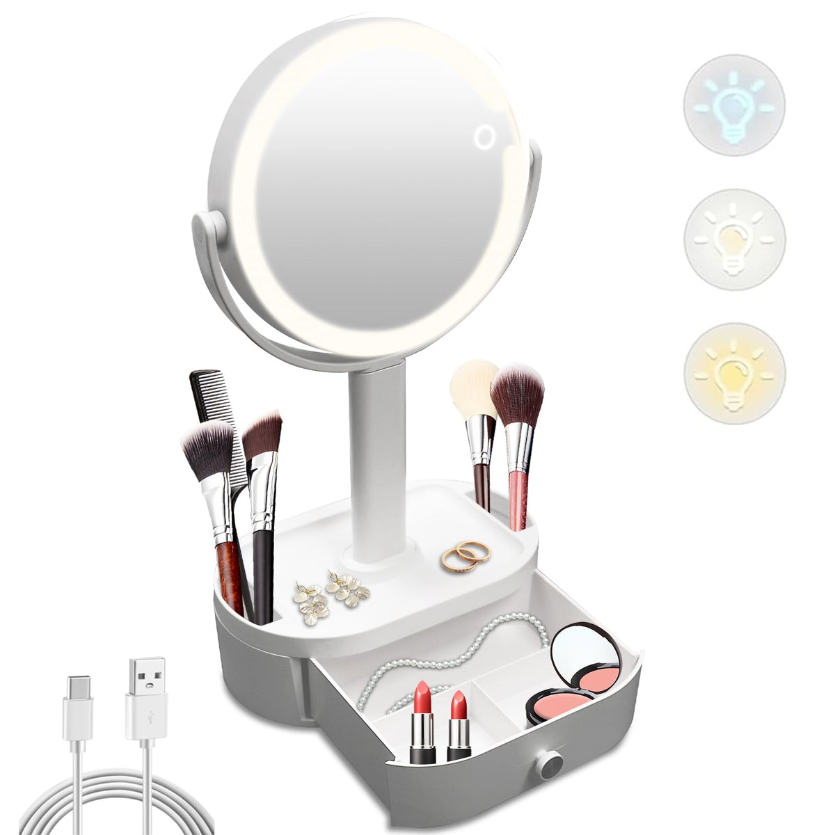 SANYCASA makeup mirror with 10x magnification for precise detailing during makeup routines