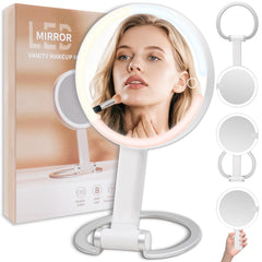 SANYCASA portable travel mirror with lights shadow-free makeup on the go