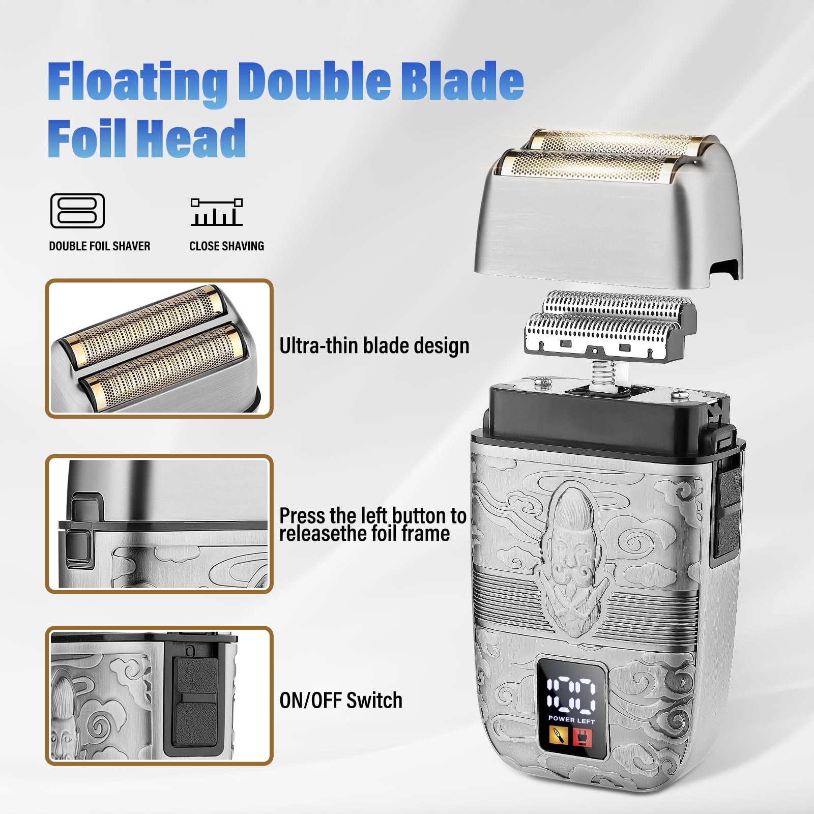 Saoilli floating double foil head delivering comfortable, efficient shaving
