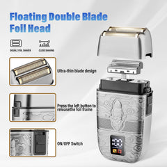 Saoilli floating double foil head delivering comfortable, efficient shaving