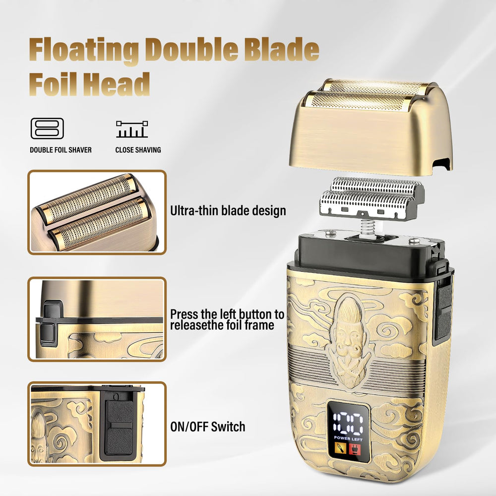 Saoilli foil-shaver-head closeup displaying smooth foil for a clean, comfortable shave